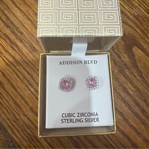 Pink Cubic Zirconia Sterling Silver Earrings